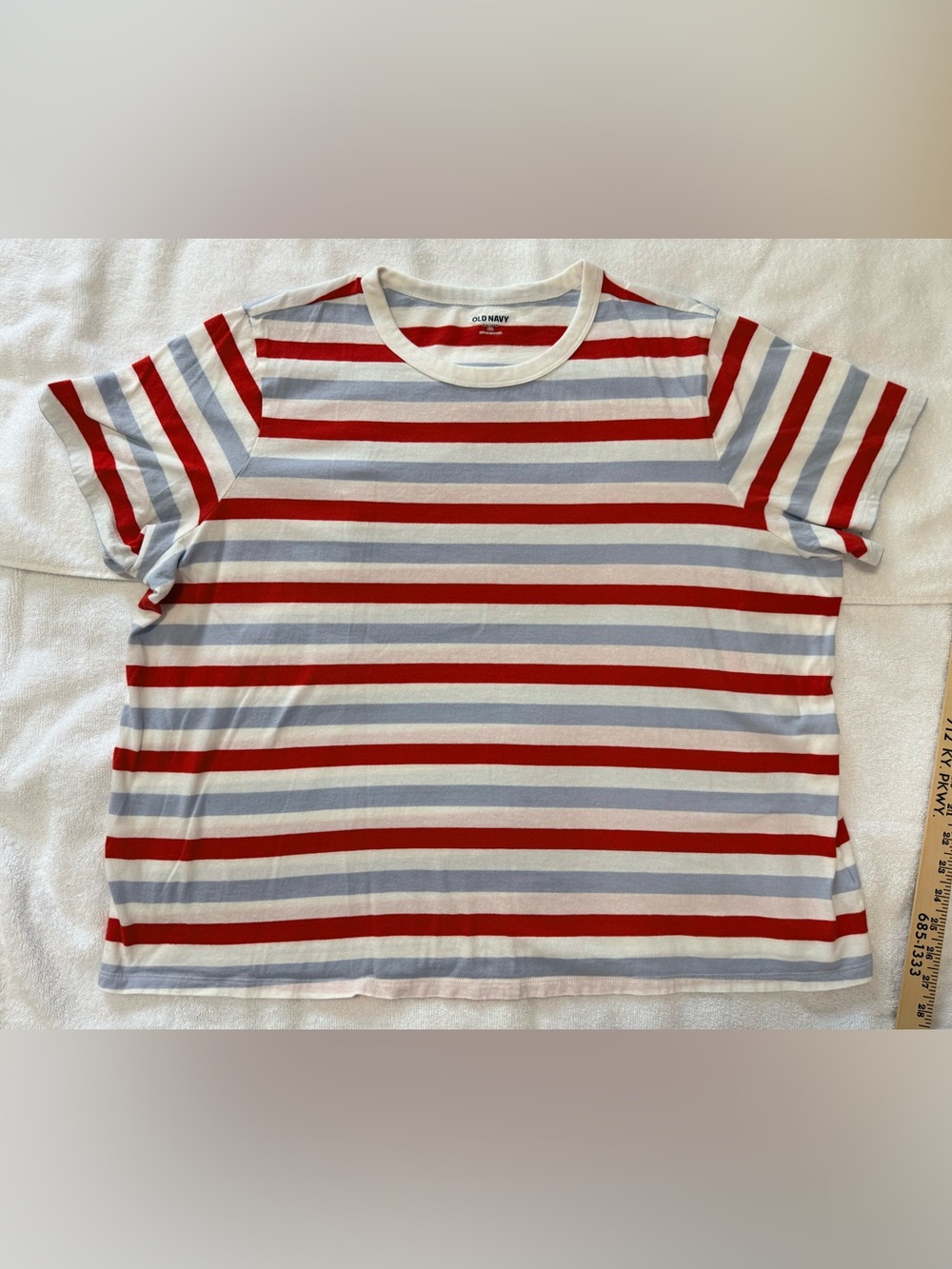 XXL Tall women’s Old Navy Red, Light Blue & White Striped Tee